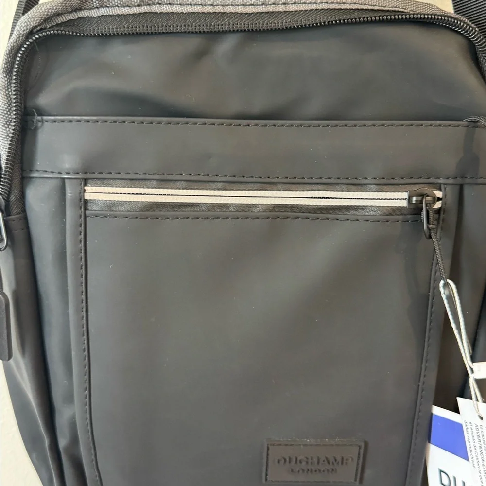 Duchamp London Messenger Cross Body Bag Black Durable Nyln Reflective Zipper NEW